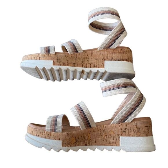 Steve Madden Bandi Beige Multi Sandal 8.5 Espadrille Platform - Picture 4 of 8